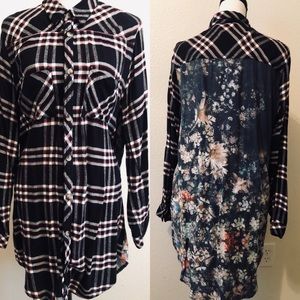 Tolani Tina Plaid Mixed-Media Tunic